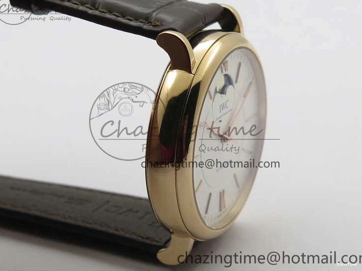 MIROTIME 0415 Stylish Portofino IW459402 RG MKS 1:1 Best Edition White Dial on Brown Leather Strap Miyota 7084